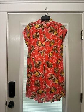 Old Navy Coral Pineapple Print Mini Dress